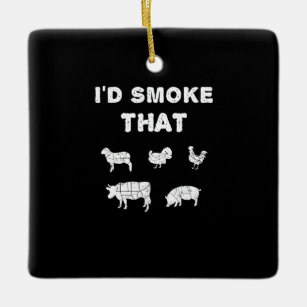 BBQ Lovers   ID Smoke That Chef Smoker BBQ Gifts Ceramic Ornament