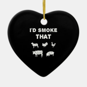 BBQ Lovers ID Smoke That Chef Smoker BBQ Gifts Ceramic Tree Decoration