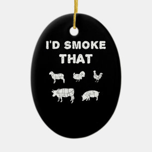 BBQ Lovers ID Smoke That Chef Smoker BBQ Gifts Ceramic Tree Decoration