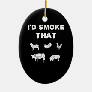 BBQ Lovers   ID Smoke That Chef Smoker BBQ Gifts Ceramic Tree Decoration
