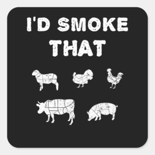 BBQ Lovers   ID Smoke That Chef Smoker BBQ Gifts Square Sticker