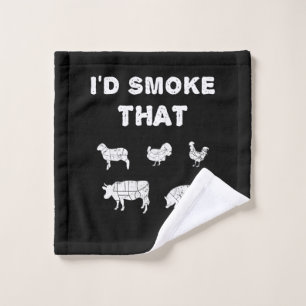 BBQ Lovers   ID Smoke That Chef Smoker BBQ Gifts Wash Cloth
