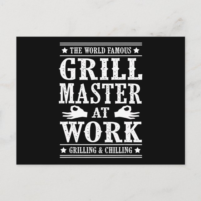 BBQ Lovers | The World Famous Grill Master At Work Holiday Postcard (Front)