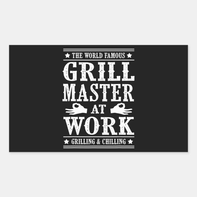 BBQ Lovers | The World Famous Grill Master At Work Rectangular Sticker (Front)