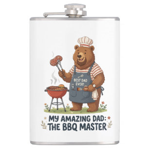 BBQ Master Bear Dad Design Hip Flask