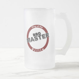 BBQ Master King of the Grille Frosted Glass Beer Mug