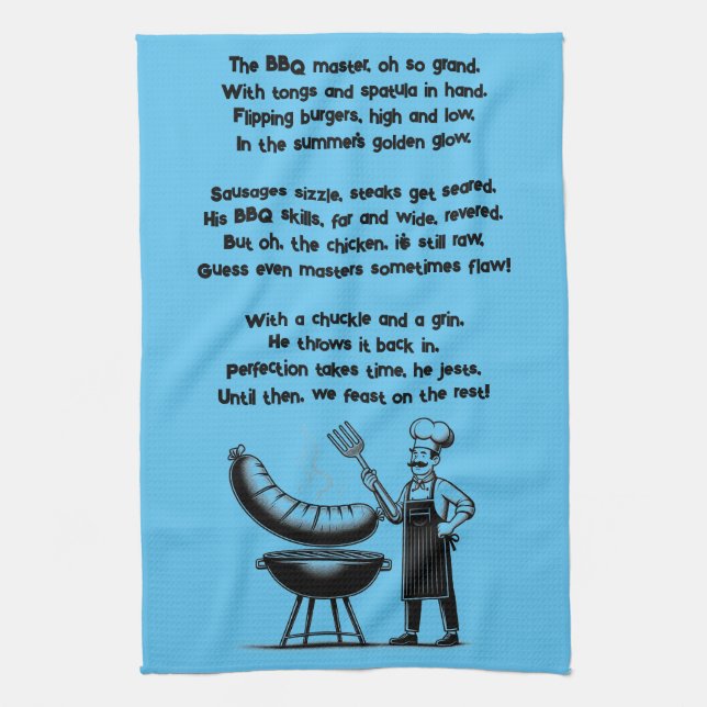 BBQ Master’s Humorous Poem  Tea Towel (Vertical)