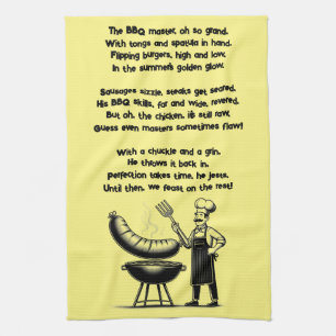 BBQ Master’s Humorous Poem Tea Towel