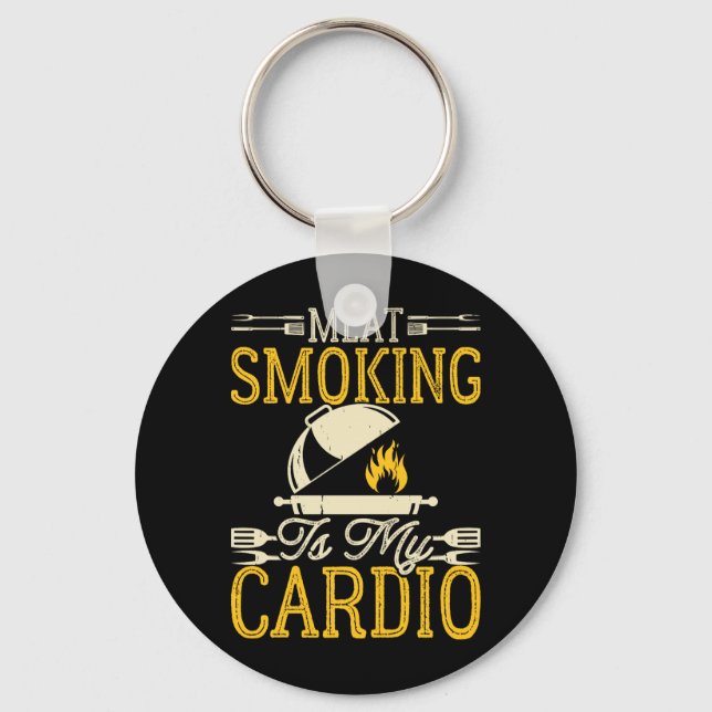 Bbq Meat Smoking Is My Cardio Backyard Grilling Key Ring (Front)