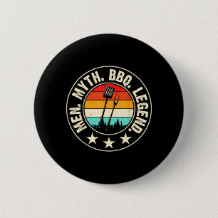 Bbq Men Myth Bbq Legend Grill Dad Hero Chef 6 Cm Round Badge