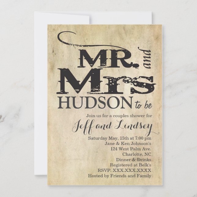 BBQ Mr. and Mrs. BBG COUPles shower invitation (Front)