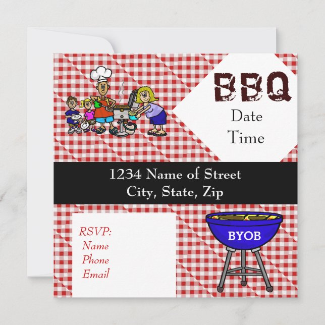 BBQ or Barbeque Fun Party Invitation Customise It! (Front)