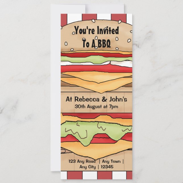 BBQ Party Big Burger Invitation (Front)