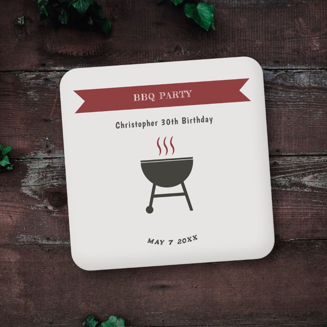 BBQ Party Birthday Coaster (BBQ Party Coaster)