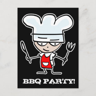 BBQ party invitation postcards   Cartoon chef