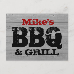 BBQ party invitation postcards Wood panel