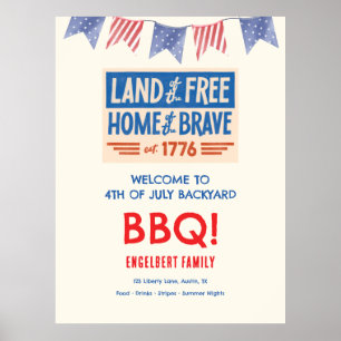  BBQ Party Patriotic American 4th of July Wall Poster