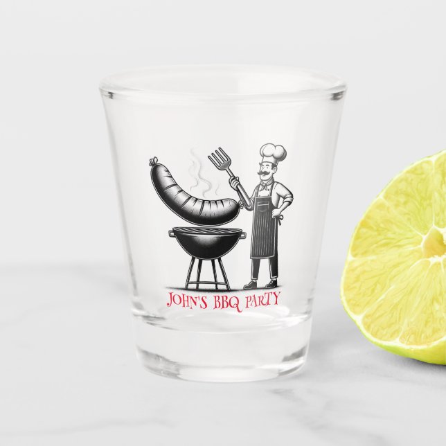  BBQ Party  Personalized Chef  Shot Glass (Front)