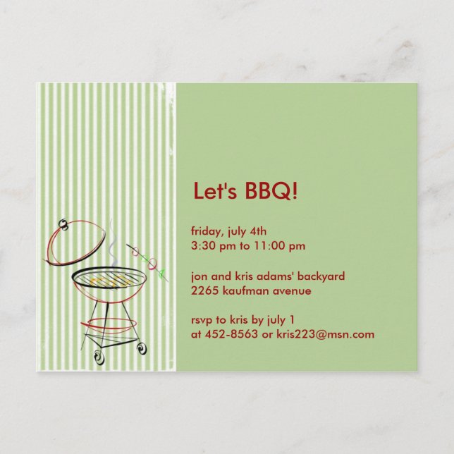 BBQ Party Postcard (Front)