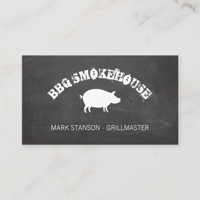 BBQ / Pig / Chalk Background Business Card (Front)