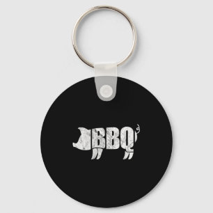 Bbq pig funny barbeque pork meat grill chef key ring