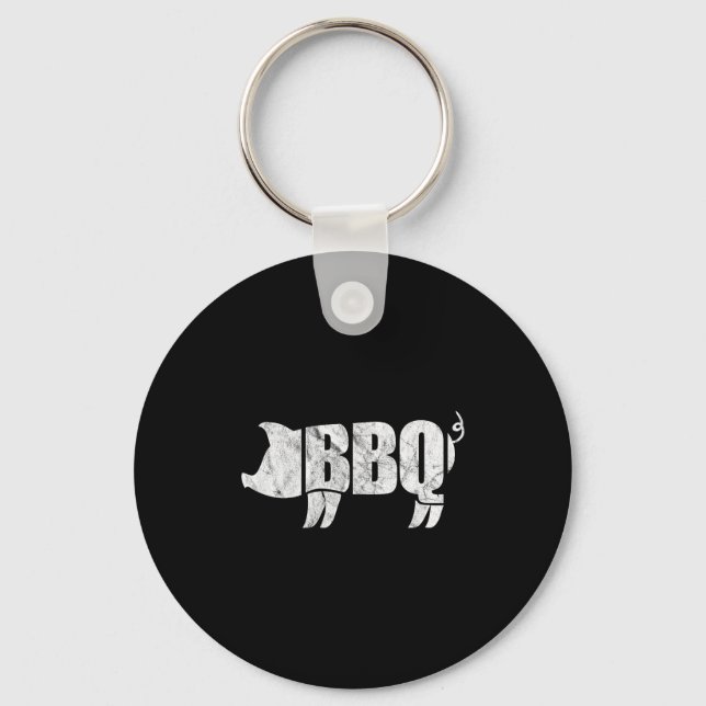 Bbq pig funny barbeque pork meat grill chef key ring (Front)