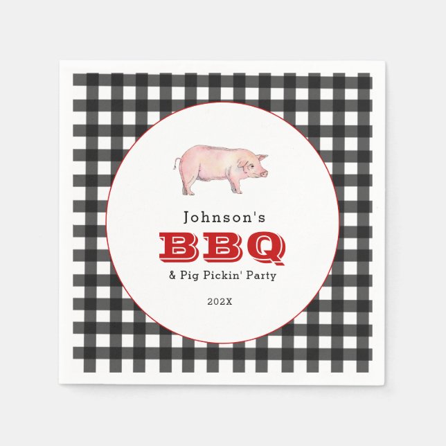 BBQ Pig Pickin' Party, Family Picnic  Napkin (Front)