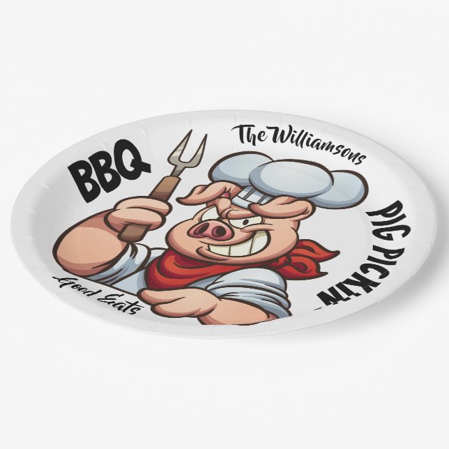 BBQ Pig Pickin' Party Goods Plate (Angled)