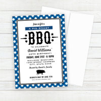 BBQ Pig Roast Blue Gingham Birthday