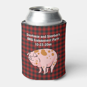 BBQ Pig Roast Rustic Wedding Engagement Party Can Cooler