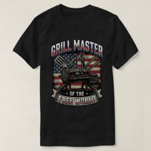 BBQ Pit Master Freedom USA Barbecue Flag  T-Shirt