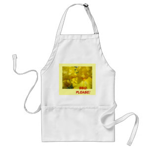 BBQ PLEASE apron for her Yellow Iris Flowers