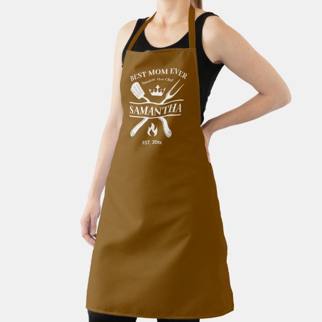 BBQ Queen Barbecue Personalised | Best Mum Ever Apron (Insitu)