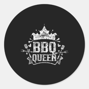 Bbq Queen Byrbecue Meat Grill Grilling Bbq Classic Round Sticker