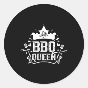 Bbq Queen Grill Meat Byrbecue Grilling Bbq Classic Round Sticker