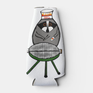 BBQ Racoon on Bottle Cozie Bottle Cooler