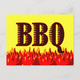 BBQ Red Flames Custom Recipe Card Postcard