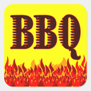 BBQ Red Flames Customisable Jar or Canning Sticker