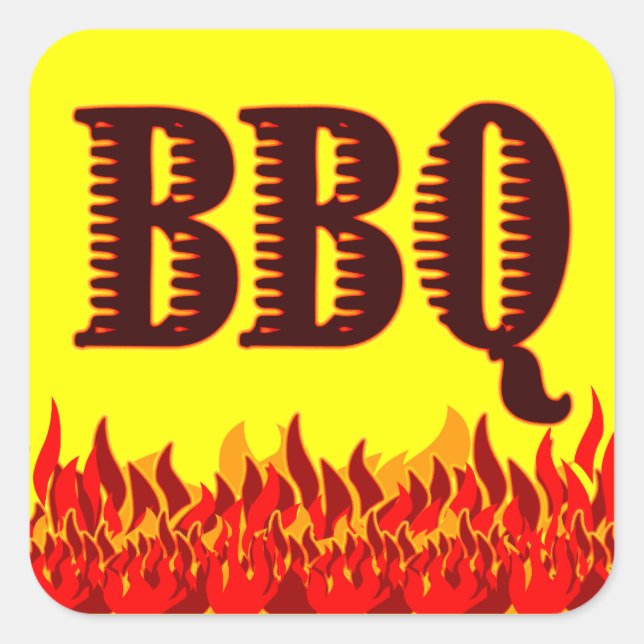 BBQ Red Flames Customisable Jar or Canning Sticker (Front)