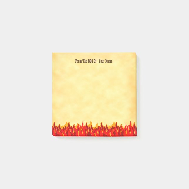 BBQ Red Flames Editable Western Letters Post-it Notes (Front)