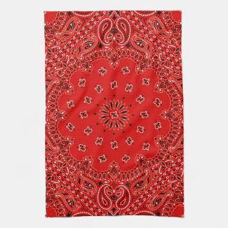 BBQ Red Paisley Western Bandanna Scarf Print Tea Towel