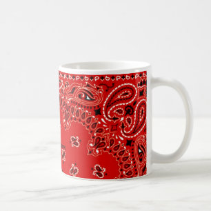 BBQ Red Paisley Western Bandanna Scarf Your Name Coffee Mug