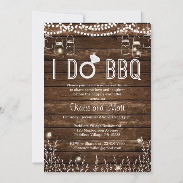 BBQ Rehearsal Dinner Invitation (Front)