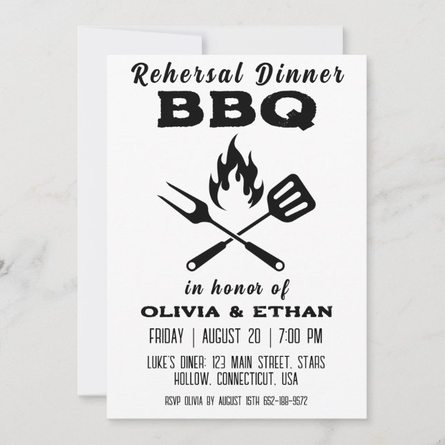 bbq rehearsal dinner invitations (Front)