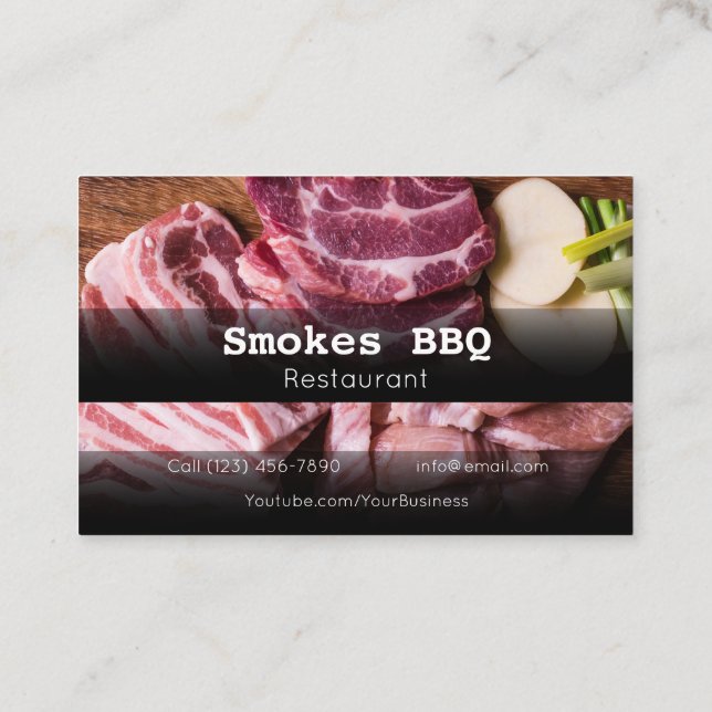 BBQ Restaurant Grill Smoke Company Business Card (Back)