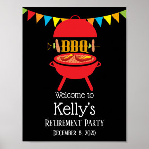 bbq retirement party, barbecue, bbq grill, welcome poster