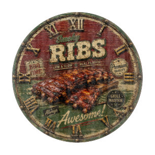 BBQ Ribs Smokehouse Barbecue Grill Master Gift Cutting Board