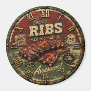 BBQ Ribs Smokehouse Barbecue Grill Master Gift Magnet