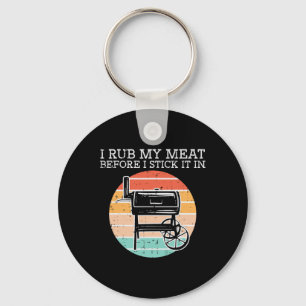 Bbq Rub My Meat Before Stick Retro Funny Byrbecue Key Ring