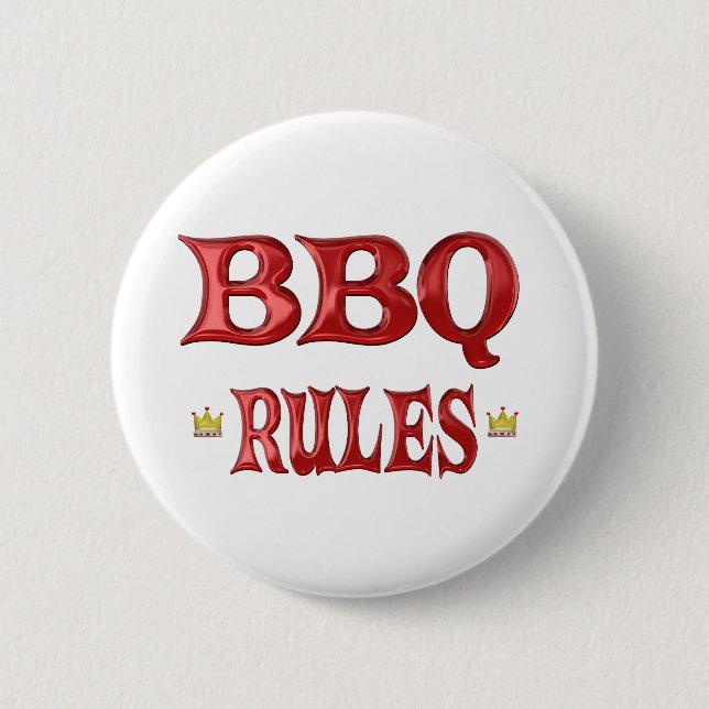 BBQ Rules 6 Cm Round Badge (Front)